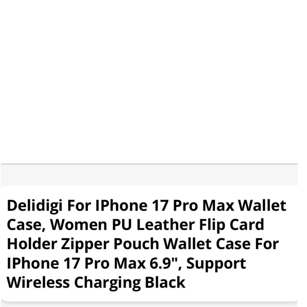 Delidigi iPhone 17 Pro Max Black Leather Wallet Zipper Pouch Card Holder MagSafe